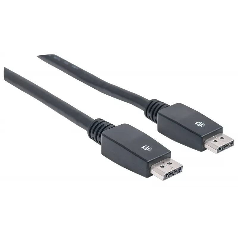 Manhattan DisplayPort 1.1 kaabel, 4K@60Hz, 10m, isane-isanele, riividega, täielikult varjestatud, must, eluaegne garantii