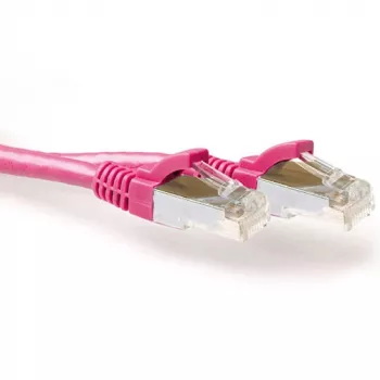 ACT roosa 25,00 meetrit SFTP CAT6A patch-kaabel kinnikiilduva klambriga RJ45 pistikutega