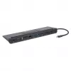 Manhattan USB-C dokk/jaotur kaardilugeja ja MST-ga, pordid (x9): Audio 3.5 mm, DisplayPort, Ethernet, HDMI, USB-A (x3), USB-C ja VGA, toiteedastusega (100 W) USB-C porti (märkus: vajalik USB-C seinakruvilaadija ja USB-C-kaabel), kõiki porte saab kasutada korraga