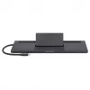 Manhattan USB-C dokk/jaotur kaardilugeja ja MST-ga, pordid (x9): Audio 3.5 mm, DisplayPort, Ethernet, HDMI, USB-A (x3), USB-C ja VGA, toiteedastusega (100 W) USB-C porti (märkus: vajalik USB-C seinakruvilaadija ja USB-C-kaabel), kõiki porte saab kasutada korraga
