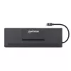 Manhattan USB-C dokk/jaotur kaardilugeja ja MST-ga, pordid (x9): Audio 3.5 mm, DisplayPort, Ethernet, HDMI, USB-A (x3), USB-C ja VGA, toiteedastusega (100 W) USB-C porti (märkus: vajalik USB-C seinakruvilaadija ja USB-C-kaabel), kõiki porte saab kasutada korraga