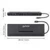 Manhattan USB-C dokk/jaotur kaardilugeja ja MST-ga, pordid (x9): Audio 3.5 mm, DisplayPort, Ethernet, HDMI, USB-A (x3), USB-C ja VGA, toiteedastusega (100 W) USB-C porti (märkus: vajalik USB-C seinakruvilaadija ja USB-C-kaabel), kõiki porte saab kasutada korraga