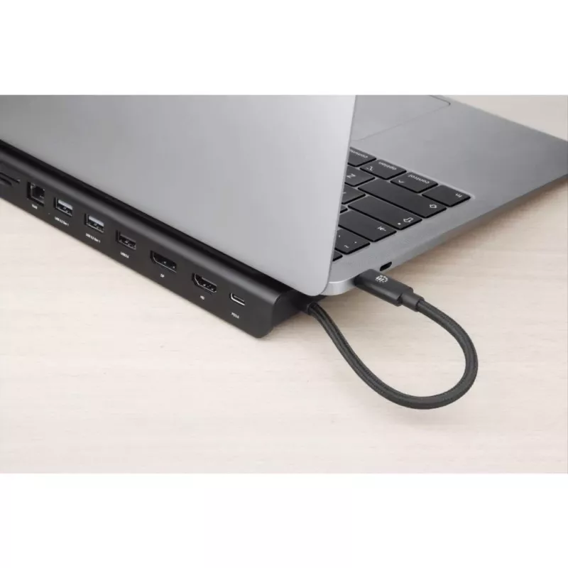 Manhattan USB-C dokk/jaotur kaardilugeja ja MST-ga, pordid (x9): Audio 3.5 mm, DisplayPort, Ethernet, HDMI, USB-A (x3), USB-C ja VGA, toiteedastusega (100 W) USB-C porti (märkus: vajalik USB-C seinakruvilaadija ja USB-C-kaabel), kõiki porte saab kasutada korraga