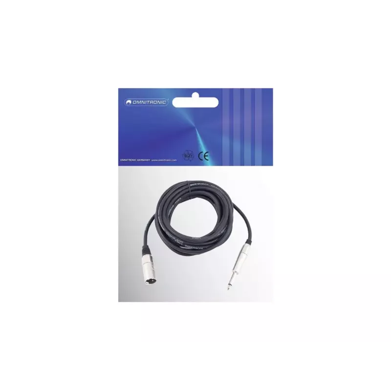 Helikaabel Omnitronic 3022519D 10 m XLR 3-kontaktiline 6,35 mm must