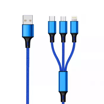 USB-kaabel 2GO 797151 1,5 m USB B USB C/Micro-USB B/Lightning must sinine