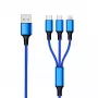 USB-kaabel 2GO 797151 1,5 m USB B USB C/Micro-USB B/Lightning must sinine