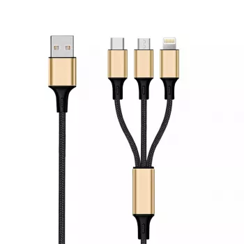 USB-kaabel 2GO 797152 3 m USB B USB C / Micro-USB B / Lightning Must Kuldne
