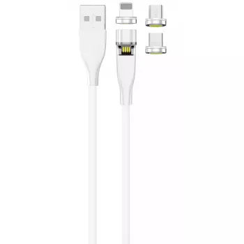 USB-kaabel 2GO 797317 1m USB B USB C/Micro-USB B/Lightning Valge