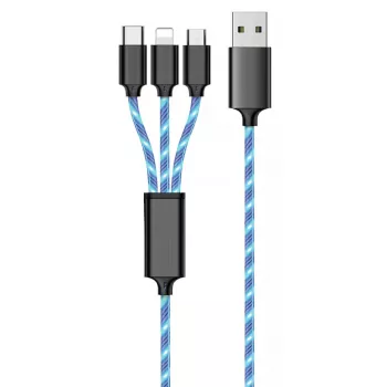 USB-kaabel 2GO 797315 1,5 m USB B USB C/Micro-USB B/Lightning Must Sinine