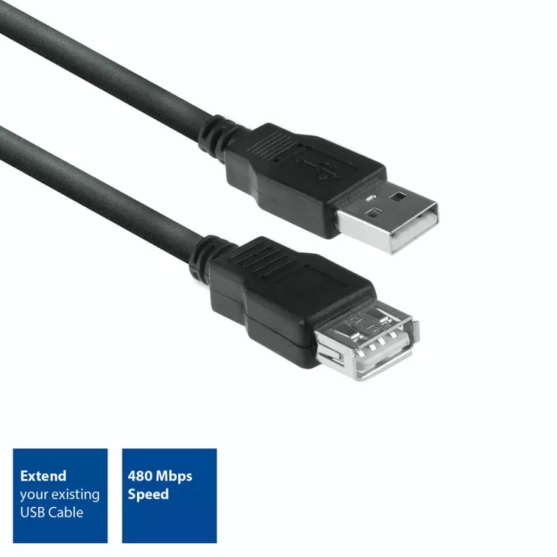ACT USB 2.0 pikenduskaabel A-pistik - A-pesa 3 meetrit