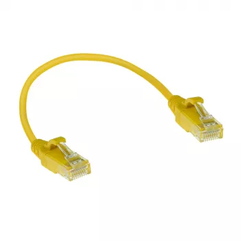 ACT Kollane 0.15 meetrit LSZH U/UTP CAT6 andmekeskuse slimline patch-kaabel snagless RJ45 pistikutega