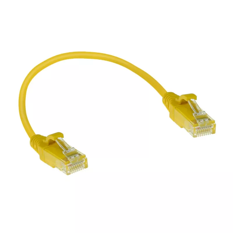 ACT Kollane 0.15 meetrit LSZH U/UTP CAT6 andmekeskuse slimline patch-kaabel snagless RJ45 pistikutega