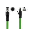 ACT tööstuslik 5,00 meetrit andurikaabel M12D 4-kontaktiline isane nurga all RJ45 isasele, Superflex Xtreme TPE kaabel, varjestatud
