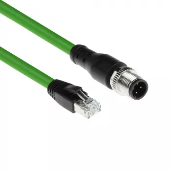 ACT tööstuslik 3,00 meetrit Andurikaabel M12D 4-kontaktiline isane täisnurkne RJ45 isasele, Superflex Xtreme TPE kaabel, varjestatud