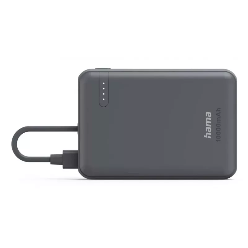 Hama “Travel” akupank integreeritud kaabliga, 10000mAh, 2 väljundit: 2x USB-C, antratsiit