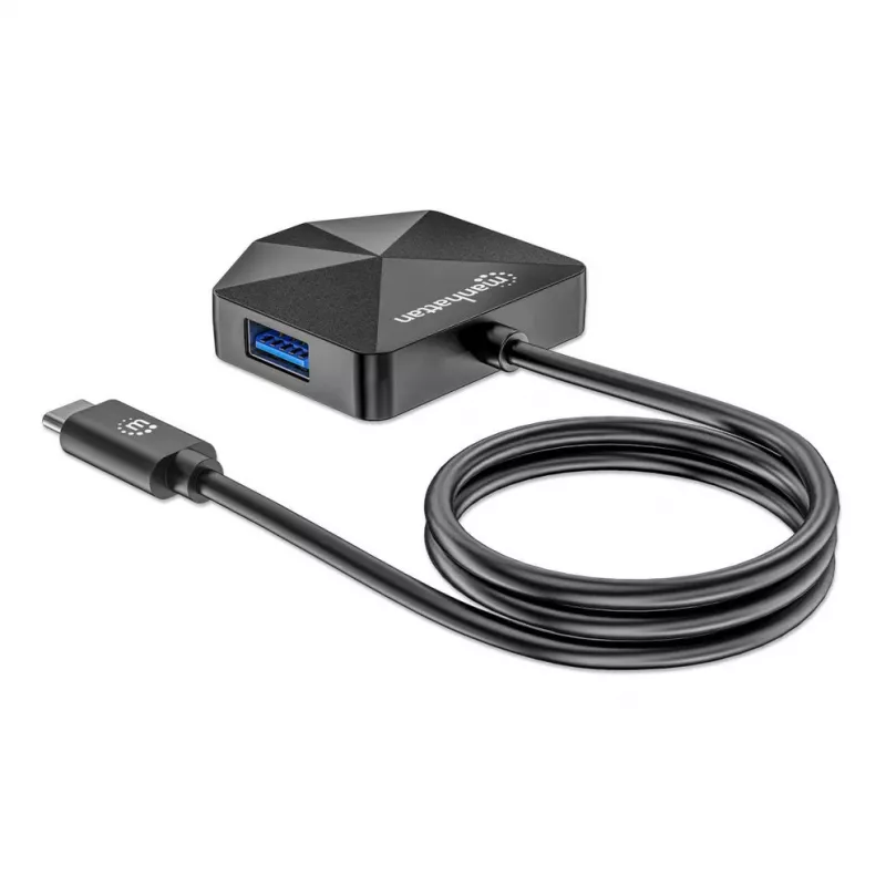 Manhattan USB-C ja USB-A kombodokk/jaotur, pordid (4): USB-A (x2) ja USB-C (x2), 5 Gbps (USB 3.2 Gen1 ehk USB 3.0), nurga all pesad lihtsaks ligipääsuks, USB-toitega (välist toiteallikat pole vaja)
