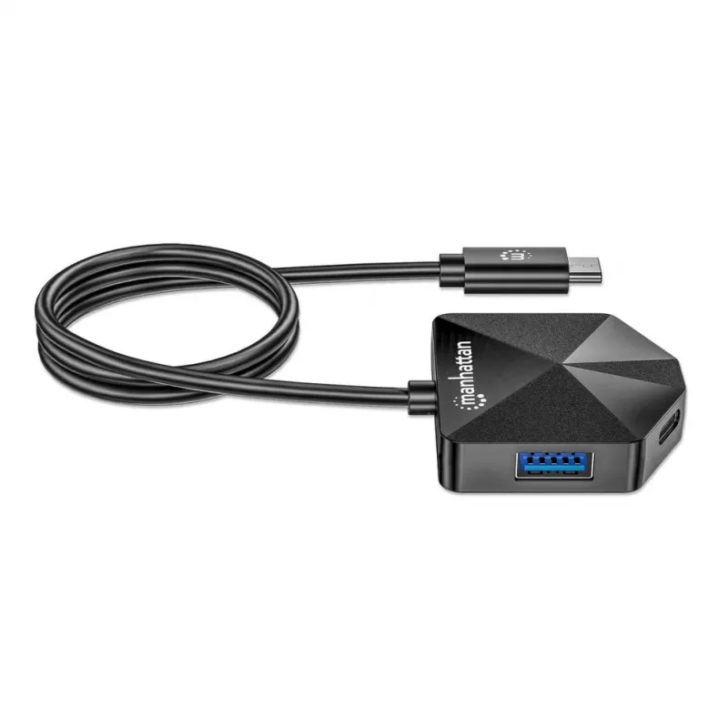 Manhattan USB-C ja USB-A kombodokk/jaotur, pordid (4): USB-A (x2) ja USB-C (x2), 5 Gbps (USB 3.2 Gen1 ehk USB 3.0), nurga all pesad lihtsaks ligipääsuks, USB-toitega (välist toiteallikat pole vaja)