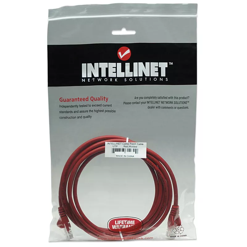 Intellinet võrgujuhtme patch-kaabel, Cat5e, 7,5 m, punane, CCA, U/UTP, PVC, RJ45, kullatud kontaktid, tõmbetõkestiga, kaablikoonala, eluaegne garantii