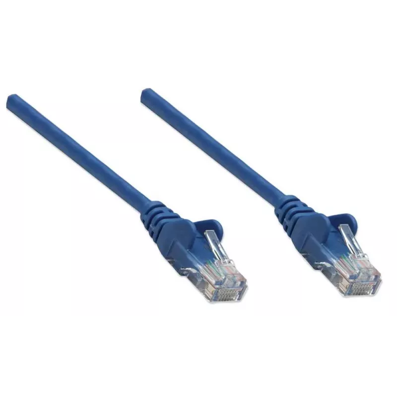 Intellinet võrgukaabel, Cat5e, 7,5 m, sinine, CCA, U/UTP, PVC, RJ45, kullatud kontaktid, konksuvaba, kaitsekestaga, eluaegne garantii