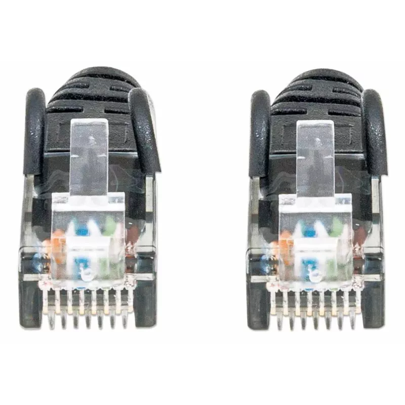 Intellinet võrguparanduskaabel, Cat6, 2m, must, CCA, U/UTP, PVC, RJ45, kullatud kontaktid, takerdumisvastane, kaitsekorgiga, eluaegne garantii