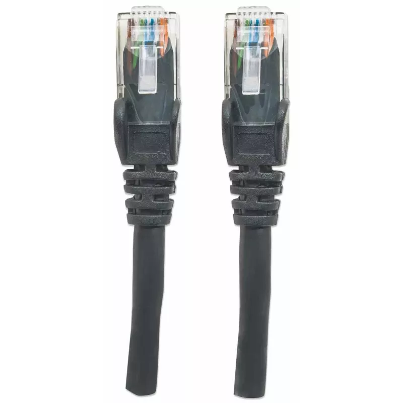 Intellinet võrguparanduskaabel, Cat6, 2m, must, CCA, U/UTP, PVC, RJ45, kullatud kontaktid, takerdumisvastane, kaitsekorgiga, eluaegne garantii