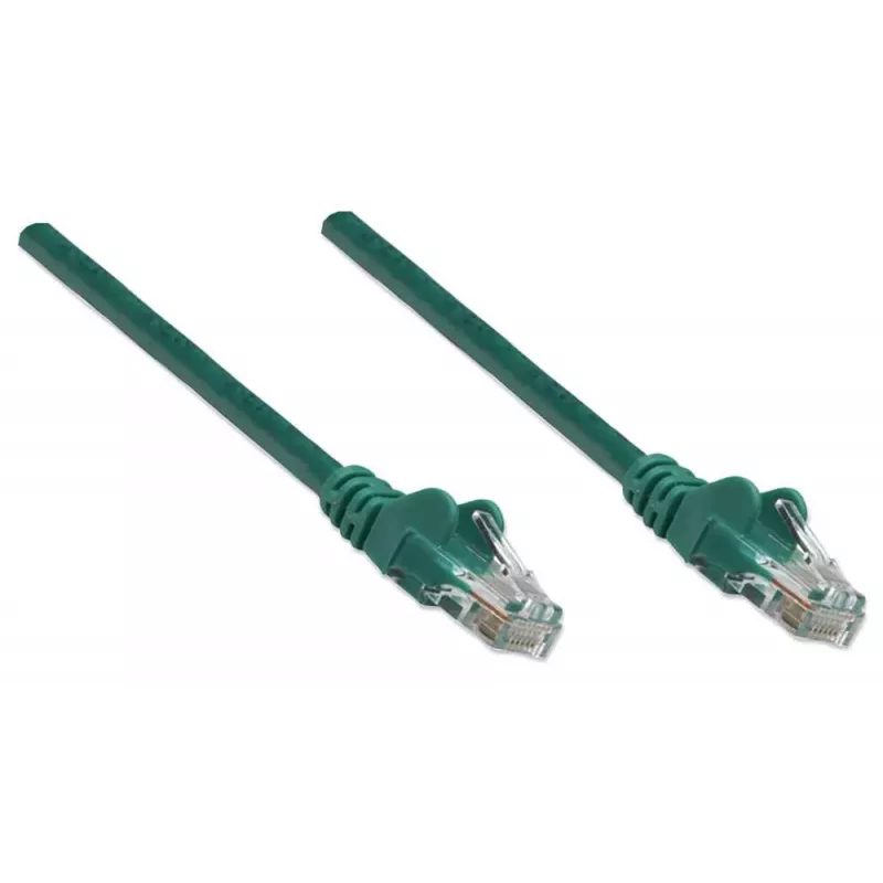 Intellinet võrgujuhtme patch-kaabel, Cat5e, 3 m, roheline, CCA, U/UTP, PVC, RJ45, kullatud kontaktidega, tõmbumiskaitsmega, kaitsvalt kaetud, eluaegne garantii