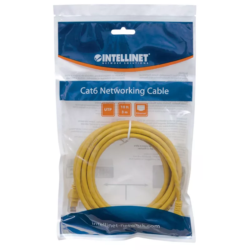 Intellinet võrguparanduskaabel, Cat6, 0,5 m, kollane, CCA, U/UTP, PVC, RJ45, kullatud kontaktid, tõmbetõkestus, saapaga, eluaegne garantii