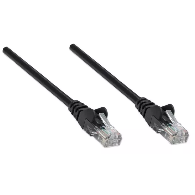 Intellinet võrgujuhtmeparanduskaabel, Cat5e, 2 m, must, CCA, U/UTP, PVC, RJ45, kullatud kontaktid, takerdumisvastane, kaitsemuhviga, eluaegne garantii