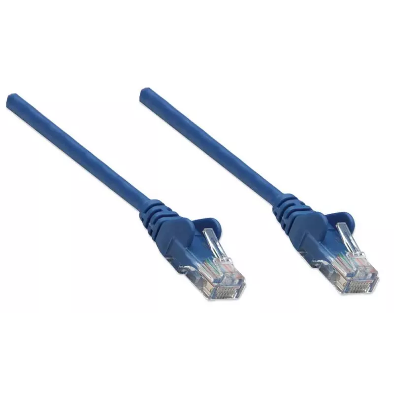 Intellinet võrguparanduskaabel, Cat5e, 2 m, sinine, CCA, U/UTP, PVC, RJ45, kullatud kontaktid, takerdumisvastane, kaablikaitse, eluaegne garantii