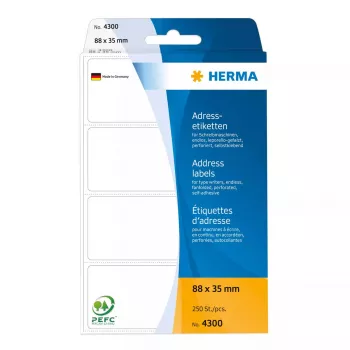 Aadressisildid HERMA pidevad leporellovolditud 88x35 mm valge paber matt 250 tk