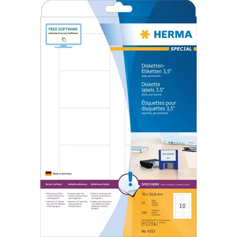 Isekleepuvad printerisildid HERMA Kettasildid 3,5 tolli