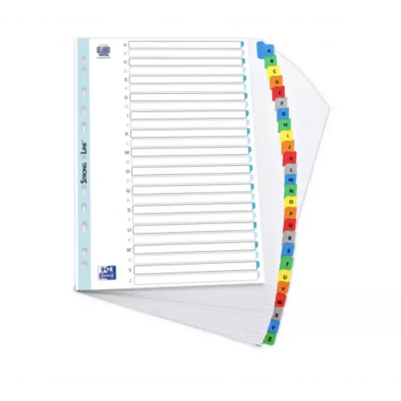 Elba Mylar Card Index A-Z, 26-jaoline, A4 Extra Wide, 230 x 297mm, värvilised vahelehed (592581-20)