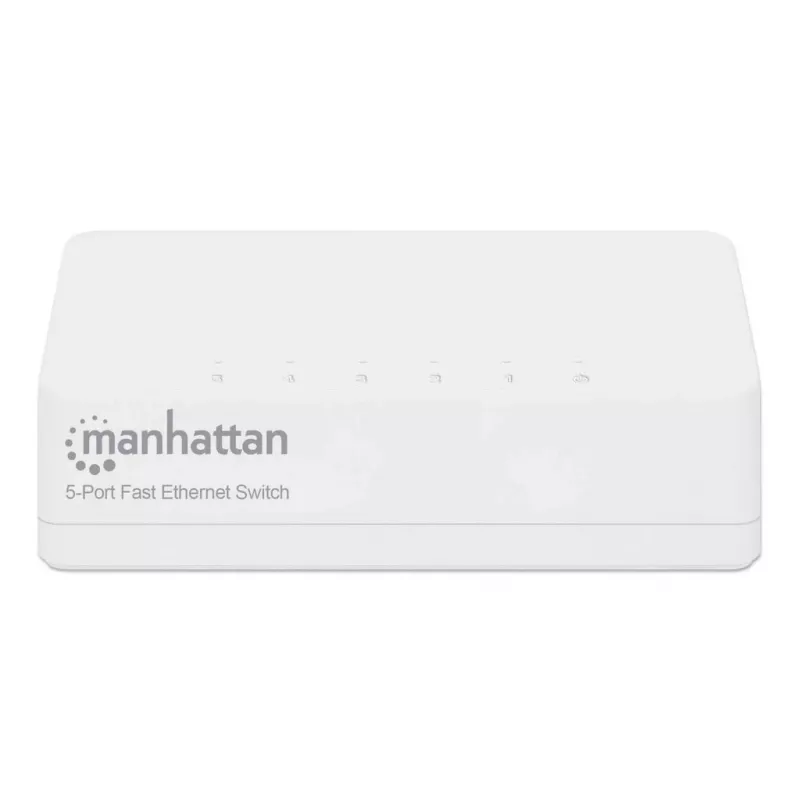 Manhattan 5-pordine kiire Etherneti kommutaator, plastist, kolmeaastane garantii, karbis