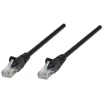 Intellinet võrgukommutaatorikaabel, Cat5e, 1,5 m, must, CCA, U/UTP, PVC, RJ45, kullatud kontaktid, takerdumisvastane, kaitsemuhviga, eluaegne garantii