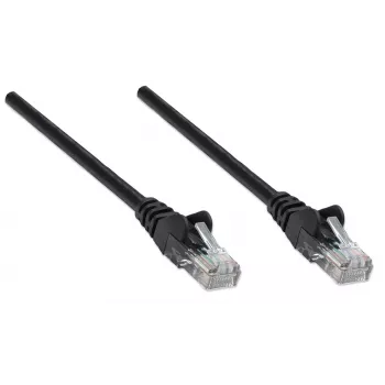 Intellinet võrgukommutaatorikaabel, Cat5e, 1,5 m, must, CCA, U/UTP, PVC, RJ45, kullatud kontaktid, takerdumisvastane, kaitsemuhviga, eluaegne garantii