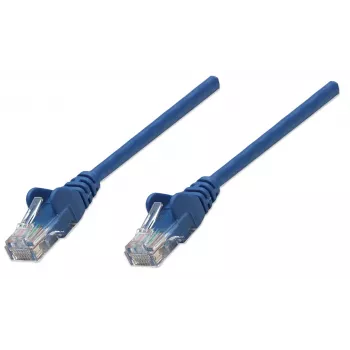 Intellineti võrguparanduskaabel, Cat5e, 1,5 m, sinine, CCA, U/UTP, PVC, RJ45, kullatud kontaktid, tõmbumatu, kaitsemuhviga, eluaegne garantii