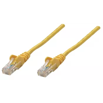 Intellinet võrgukaabel, Cat6, 0,25 m, kollane, CCA, U/UTP, PVC, RJ45, kullatud kontaktid, takerdumisvastane, kaablikingaga, eluaegne garantii