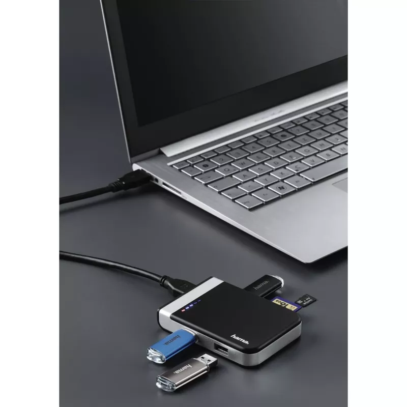Hama 00054546 kaardilugeja USB 3.2 Gen 1 (3.1 Gen 1) Type-A/USB-C Must, Hõbedane