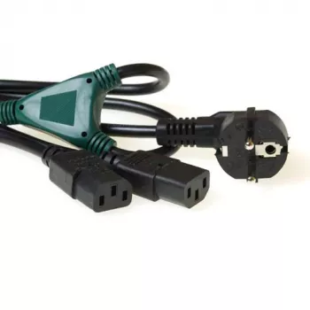 ACT Powercord jaotuskaabel võrgupistik CEE7/7 isane - 2 x C13 jaguneb: 1,00 m
