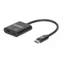 Manhattan USB-C - USB-C heliadapter ja USB-C (sh toiteedastus), must, 480 Mbit/s (USB 2.0), kaabel 11 cm, toiteedastusega USB-C pordile (60 W), kolmeaastane garantii