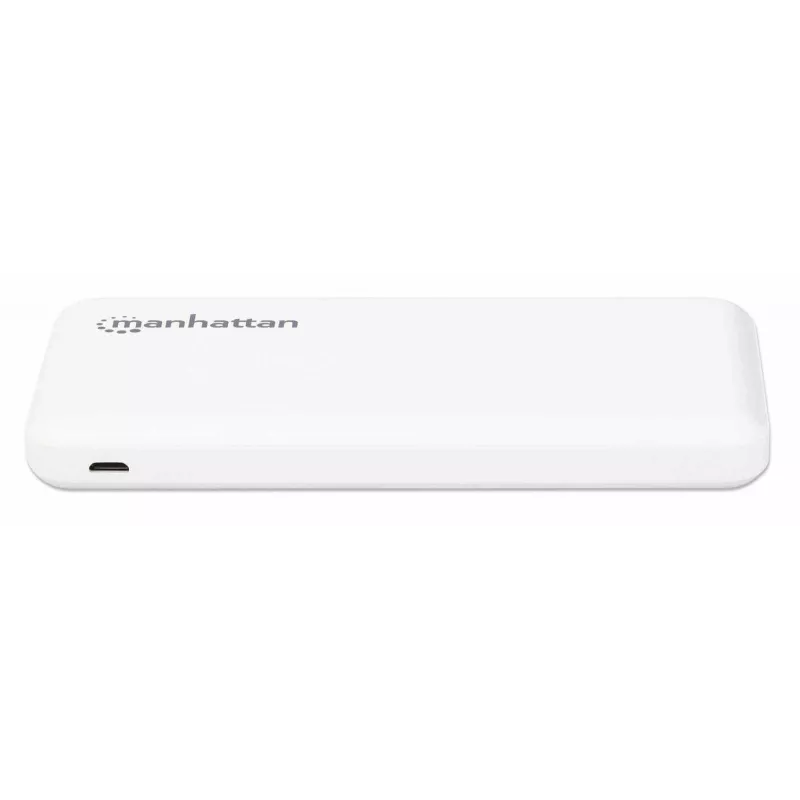 Manhattan akupank, 10000 mAh, Väljund: 2x USB-A (2.1A & 1A), Sisend: USB-C ja Micro-USB (mõlemad 2A), Valge, Üheaastane garantii