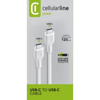 Cellularline Power kaabel 120cm - USB-C to USB-C USB-C to USB-C kaabel laadimiseks ja andmete edastamiseks