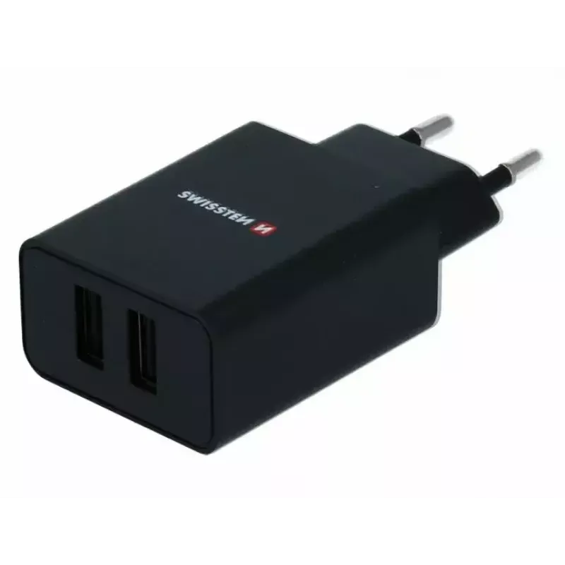 Toiteadapter SWISSTEN Travel Charger SW-21A105W-BK, 2×USB, 2,1 A pordi kohta (kokku 10,5 W)