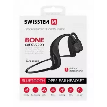 Kõrvaklapid Swissten Bone Conduction Bluetooth V5.0 Must
