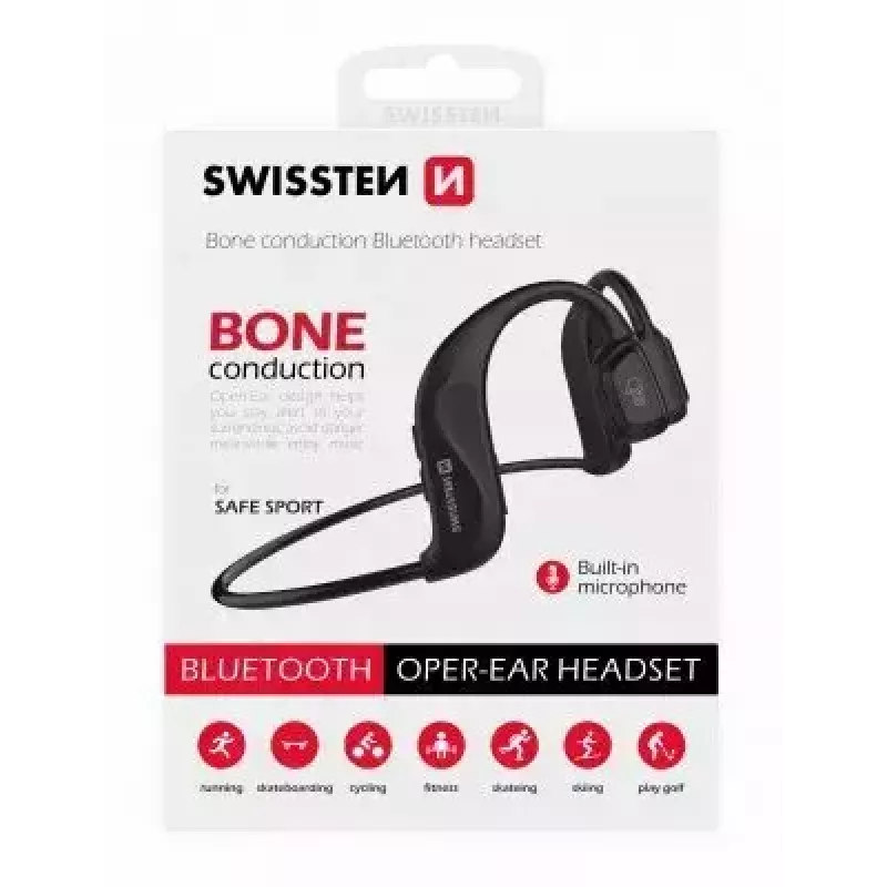 Kõrvaklapid Swissten Bone Conduction Bluetooth V5.0 Must