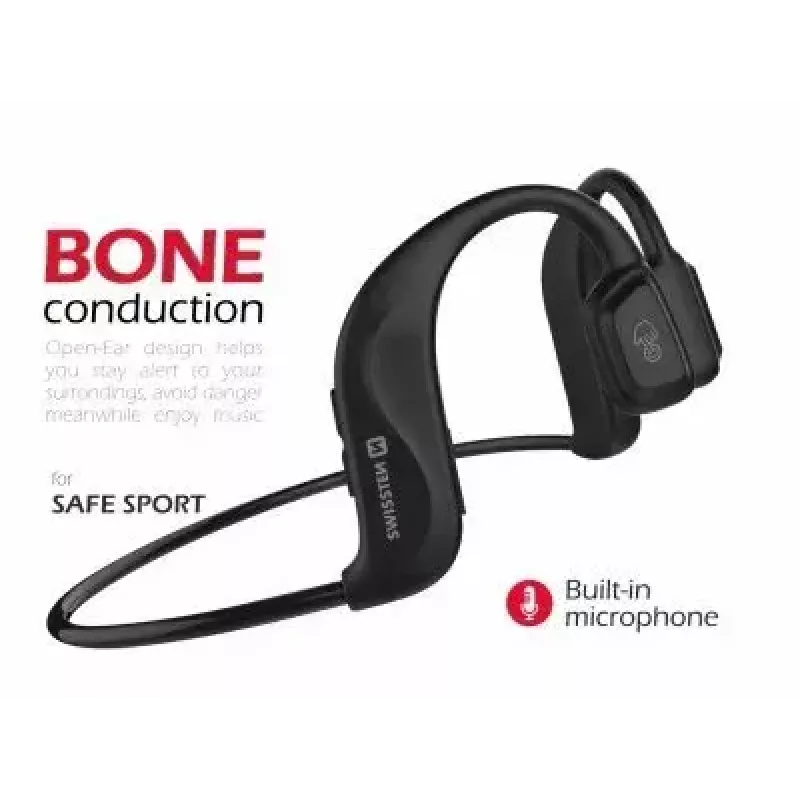 Kõrvaklapid Swissten Bone Conduction Bluetooth V5.0 Must