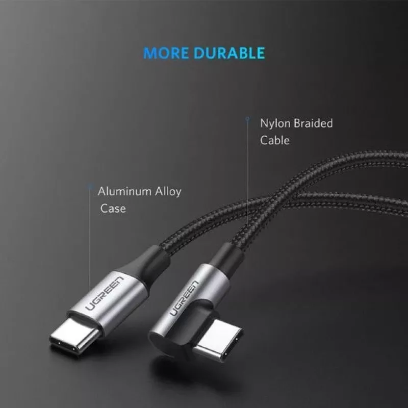 Ugreen 50123 USB-kaabel USB 2.0 1 m USB C must, hõbedane