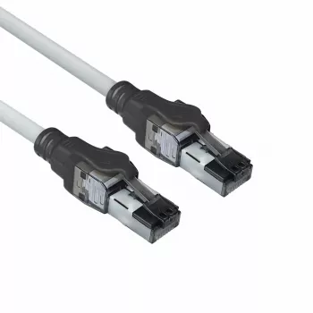 ACT hall 5 meetrit S/FTP CAT6A IDC 4PPoE / PoE++ 100W LSZH paigakaabel tõmbevabastusega, RJ45 pistikutega