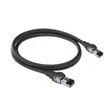 ACT Must 1 m S/FTP CAT6A IDC 4PPoE / PoE++ 100W LSZH patch-kaabel takistuseta RJ45-pistikutega