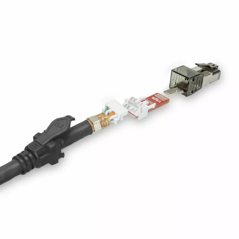 ACT Must 1 m S/FTP CAT6A IDC 4PPoE / PoE++ 100W LSZH patch-kaabel takistuseta RJ45-pistikutega